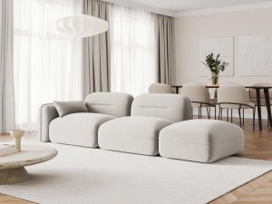 CANAPEA ELEGANTA 3 LOCURI, SYDNEY, BEIGE DESCHIS, DREAPTA, MATERIAL CATIFEA, ARTIM GROUP SELECTION