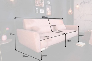 CANAPEA EXTENSIBILA 210CM, ROZ PUDRA, STIL RETRO, ARTIM GROUP SELECTION - Img 7