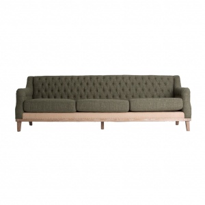 CANAPEA OZE REF. 25748, CULOARE VERDE, STIL VINTAGE, DIN LEMN MASIV DE FRASIN COMBINAT CU PANZA SI IUTA, VIC