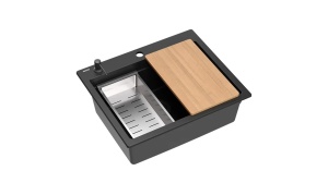 CHIUVETA BUCATARIE REA KURT 110 WORKSTATION, NEGRU, DIN GRANIT, CALITATE SUPERIOARA - Img 4