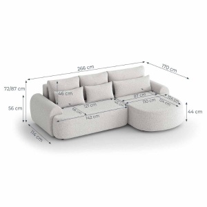 COLTAR EXTENSIBIL, MODEL BESTSELLER, OLIVIO, GRI MATERIAL DE CALITATE BOUCLE, DESIGN DEOSEBIT - Img 4