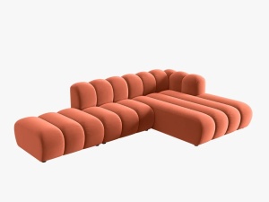 COLTAR MODULAR LUPIN, DREAPTA, 5 LOCURI, 294 CM, CORAL 12, TAPITERIE DIN CATIFEA, DESIGN DEOSEBIT - Img 2