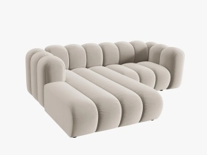 COLTAR MODULAR LUPIN, STANGA, 3 LOCURI, 228 CM, BEJ 1, TAPITERIE DIN CATIFEA, DESIGN DEOSEBIT - Img 2