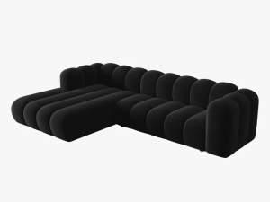 COLTAR MODULAR LUPIN, STANGA, 4 LOCURI, 288 CM, NEGRU 19, TAPITERIE DIN CATIFEA, DESIGN DEOSEBIT - Img 2