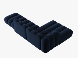 COLTAR MODULAR LUPIN, STANGA, 5 LOCURI, 294 CM, ALBASTRU ROYAL 5, TAPITERIE DIN CATIFEA, DESIGN DEOSEBIT - Img 4