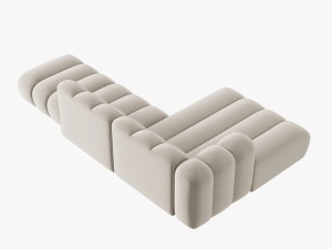 COLTAR MODULAR LUPIN, STANGA, 5 LOCURI, 294 CM, BEJ 1, TAPITERIE DIN CATIFEA, DESIGN DEOSEBIT - Img 4