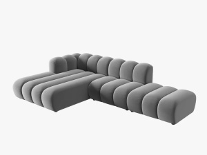 COLTAR MODULAR LUPIN, STANGA, 5 LOCURI, 294 CM, GRI 17, TAPITERIE DIN CATIFEA, DESIGN DEOSEBIT - Img 2