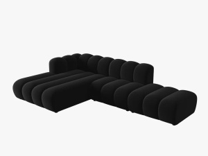 COLTAR MODULAR LUPIN, STANGA, 5 LOCURI, 294 CM, NEGRU 19, TAPITERIE DIN CATIFEA, DESIGN DEOSEBIT - Img 2