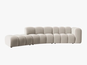 COLTAR SEMIROTUND LUPIN, STANGA, 5 LOCURI, 335 CM, BEJ 1, TAPITERIE DIN CATIFEA, DESIGN DEOSEBIT