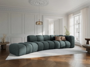 COLTAR SEMIROTUND LUPIN, STANGA, 5 LOCURI, 335 CM, VERDE PETROL 78, TAPITERIE CHENILLE, DESIGN DEOSEBIT