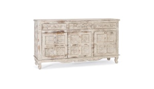 COMODA/BUFET 175CM, ALB ANTICHIZAT, DIN LEMN DE MANGO, MODEL DEOSEBIT