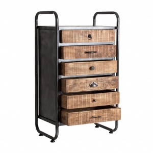 COMODA CU SERTARE TARAKAN, 27887, CULOARE NEGRU/NATURAL, STIL INDUSTRIAL, DIN FIER SI LEMN DE ULM, VIC - Img 3