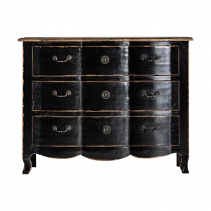 COMODA CU SERTARE ZENICA REF. 29457, NEGRU, STIL PROVESAL, DIN LEMN MASIV DE ULM, VIC