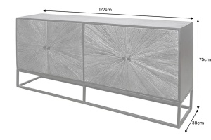 COMODA LIVING 180CM, BARRACUDA, NEGRU/MARO, DIN LEMN MASIV DE MANGO, LEMN TEC RECICLAT SI METAL - Img 7