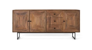COMODA LIVING 180CM, CULOARE NUC, DIN LEMN DE MANGO SI METAL, DESIGN DEOSEBIT