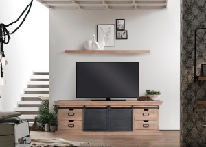 COMODA TV ELIS 6091, DIN LEMN DE MANGO SI METAL, STIL INDUSTRIAL G&C