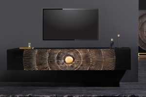 COMODA TV, GOLDEN SUNSET 160CM, LEMN DE MANGO, NEGRU/AURIU, ARTIM GROUP - Img 2