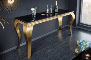 CONSOLA BAROCK 140CM, DIN METAL DE CULOARE AURIE SI STICLA - Img 2