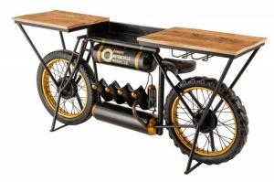 CONSOLA DEOSEBITA, MOTOCICLETA 185CM, DIN LEMN MASIV SI CADRUL DIN METAL - Img 5
