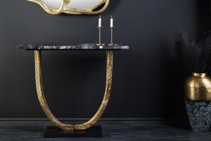 CONSOLA, OMEGA, 80CM, MARMURA NEAGRA SI RAMA AURIE REALIZAT MANUAL, ARTIM GROUP SELECTION - Img 10