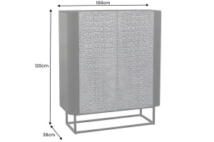 DULAP LIVING 120CM, GRI/ NEGRU, LEMN DE MANGO SI CADRUL DIN METAL, ARTIM GROUP SELECTION - Img 6