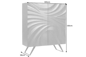 DULAP LIVING 120CM, HURRICANE, CULOARE GRI, DIN LEMN MASIV DE SALCAM, DESIGN 3D SI CADRUL DIN METAL - Img 6