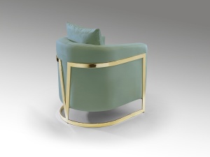 FOTOLIU CONFORTABIL BERLIN, 90 CM, VERDE DESCHIS/AURIU, TAPITERIE DIN CATIFEA SI PICIOARE DIN METAL, STIL MODERN - Img 2