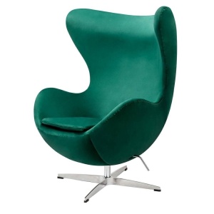 FOTOLIU CONFORTABIL EGG CLASSIC VELVET, VERDE/CROM, DIN CATIFEA SI METAL, STIL MODERN