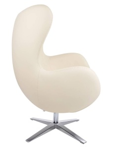FOTOLIU CONFORTABIL EGG SZEROKI, BEJ/CROM, DIN PIELE ECOLOGICA SI METAL, STIL MODERN - Img 6