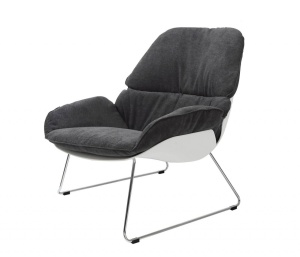 FOTOLIU CONFORTABIL NINO, GRI INCHIS/ALB/CROM, TAPITERIE DIN TEXTIL, STIL MODERN B2