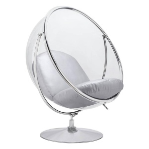 FOTOLIU EXCLUSIVIST BUBBLE STAND 2, ARGINTIU/TRANSPARENT/CROM, DIN ACRIL SI PIELE ECOLOGICA, STIL MODERN