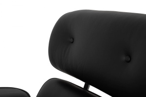 FOTOLIU EXCLUSIVIST CU TABURET, LOUNGE HM PREMIUM SZEROKI, NEGRU, PIELE NATURALA SI LEMN DE FRASIN, STIL MODERN - Img 5