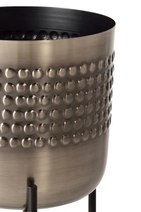 GHIVECI DE FLORI CU SUPORT SONNA 1012, 22 CM, ARGINTIU/NEGRU, DIN METAL G&C - Img 2