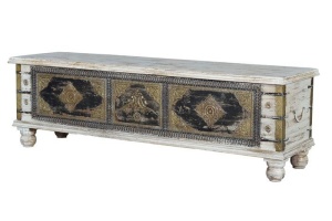LADA PENTRU DEPOZITARE/CUFAR 6491, MULTICOLOR, LEMN DE MANGO SI DETALII DIN BRONZ, STIL VINTAGE G&C - Img 3