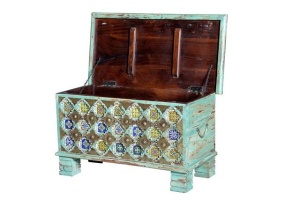LADA PENTRU DEPOZITARE/CUFAR AMOS, MULTICOLOR, LEMN DE MANGO/DETALII DIN BRONZ, STIL VINTAGE G&C - Img 2
