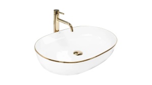 LAVOAR REA CLEO EDGE, ALB/AURIU, 60,5 CM, DIN CERAMICA, CALITATE SUPERIOARA - Img 5