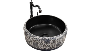 LAVOAR REA FLORISA, 40 CM, MULTICOLOR/NEGRU MAT, DIN CERAMICA, CALITATE SUPERIOARA - Img 2