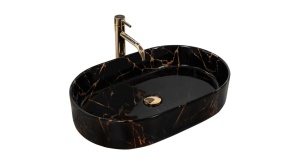 LAVOAR REA NADIA, EFECT DE MARMURA NEAGRA, 61 CM, DIN CERAMICA, CALITATE SUPERIOARA - Img 2