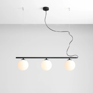 LUSTRA BERYL, 3 BRATE, 120 CM, NEAGRA, DIN STICLA SI METAL, STIL MODERN