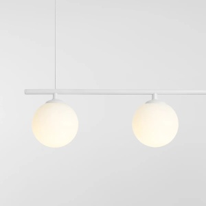 LUSTRA BERYL, 5 BRATE, 120 CM, ALBA, DIN STICLA SI METAL, STIL MODERN - Img 2