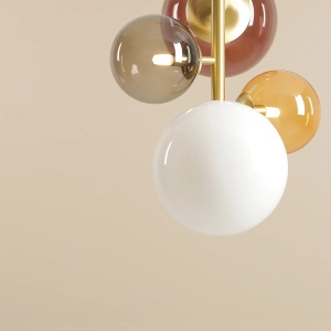 LUSTRA BLOOM, 4 BRATE, 120 CM, MULTICOLOR, DIN STICLA SI METAL, STIL MODERN - Img 3