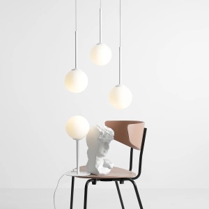 LUSTRA BOSSO, 3 BRATE, 200 CM, ALBA, DIN STICLA SI METAL, STIL MODERN - Img 3