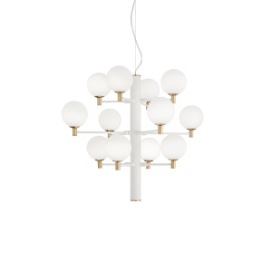 LUSTRA COPERNICO SP12, ALB/ALAMA, DIN METAL SI STICLA, STIL MODERN