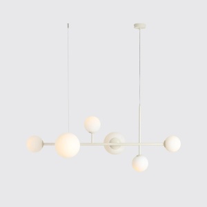 LUSTRA DIONE, 6 BRATE, 110 CM, CREM, DIN STICLA SI METAL, STIL MODERN