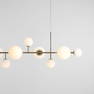 LUSTRA DIONE, 9 BRATE, 200 CM, AURIE, DIN STICLA SI METAL, STIL MODERN - Img 2