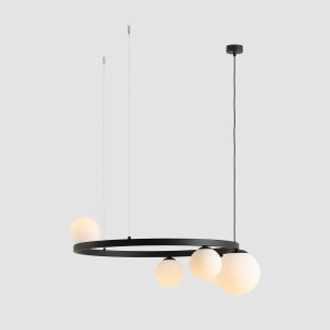 LUSTRA GARDA, 5 BRATE, 120 CM, ALB/NEGRU, DIN STICLA SI METAL, STIL MODERN