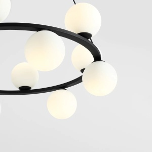LUSTRA KRONE, 12 BRATE, 110 CM, NEGRU/ALB, DIN STICLA SI METAL, STIL MODERN - Img 2