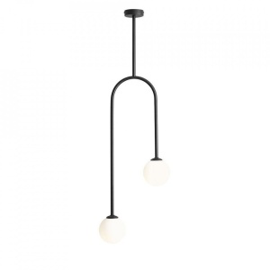 LUSTRA NAVE, 2 BRATE, 120 CM, NEAGRA, DIN STICLA SI METAL, STIL MODERN