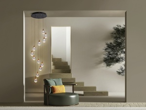 LUSTRA/PLAFONIERA CORINA, CU TELECOMANDA, 90/260 CM, NEGRU MAT/CUPRU, DIN METAL SI ACRIL, STIL MODERN
