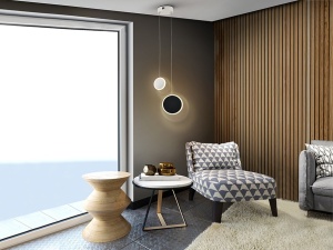 LUSTRA/PLAFONIERA DUO, 23 CM, ALB/NEGRU/OPAL, DIN METAL, ALUMINIU SI ACRIL, STIL MODERN - Img 3